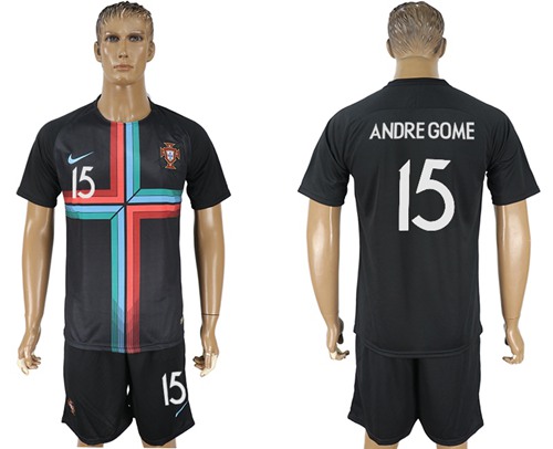Portugal #15 Andre Gome Black Training Soccer Country Jersey